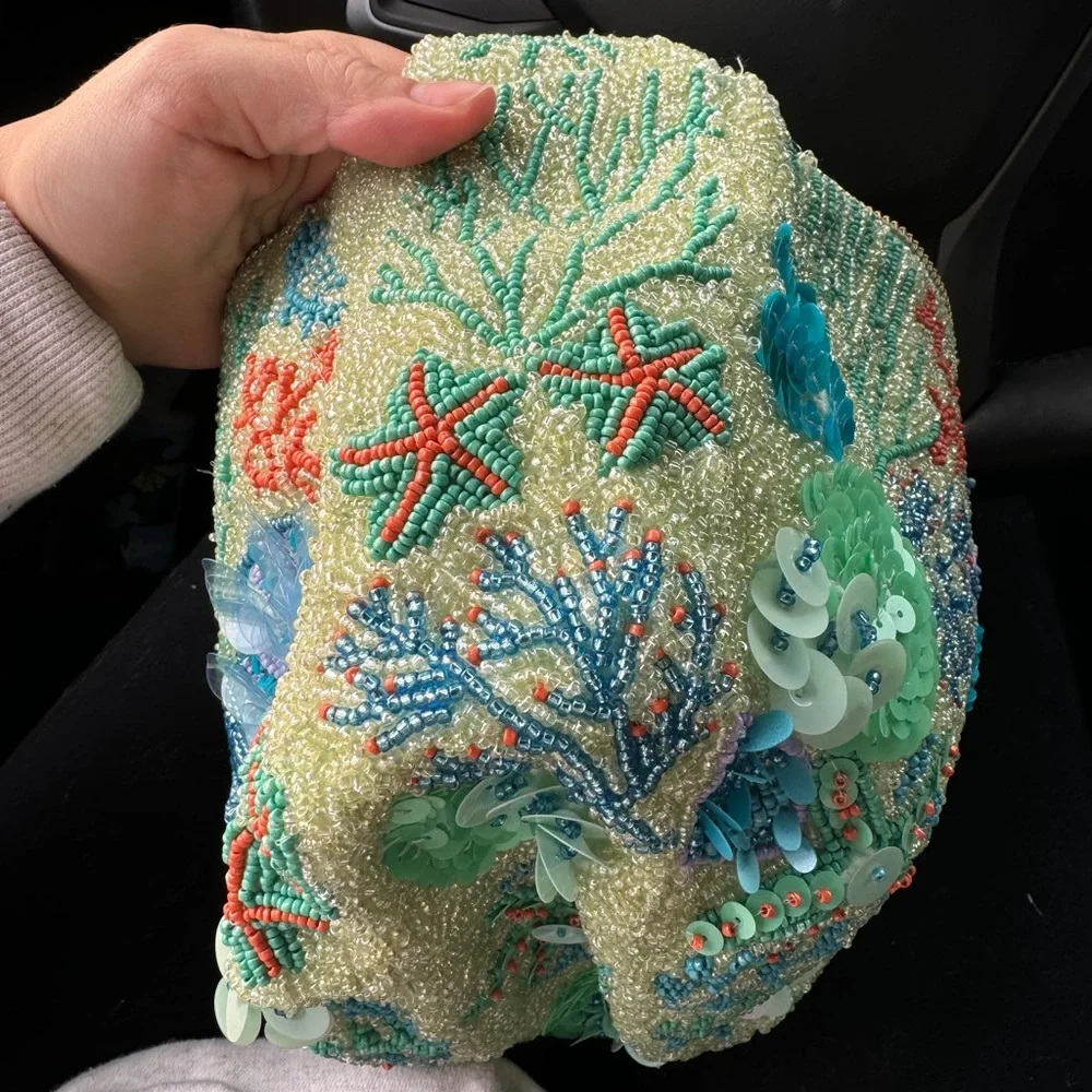 NWT fully beaded coral reef handbag - Picture 2 of 4